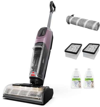 BISSELL CrossWave OmniForce EdgeFind, aspirateur laveur sans fil tout-en-un, LED FurFinder détectant les poils d'animaux, nettoyage ZeroGap au plus près du mur, nettoyage multi-surfaces jusqu'à 350 m²