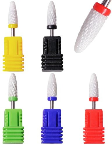 KEMUZ Punte Fresa Unghie Ceramica Professionale, 4 Pezzi per Rimozione Gel/Semipermanente, Adatte a Trapani Elettrici, per Salon e Casa