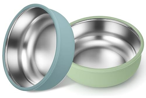 Yamobi Lot de 2 assiettes bébé en acier inoxydable avec ventouse, Shimmerz bols bébé en acier inoxydable avec fonction de succion, Assiettes enfants SUS304 2-en-1 pour bébés et tout-petits