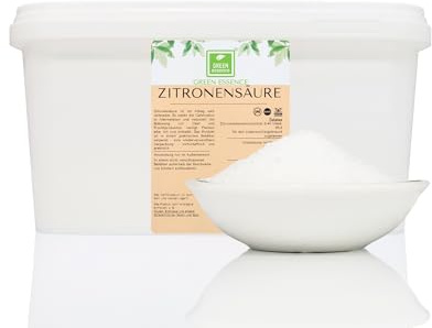 Zitronensäure Pulver 5kg E330 von Green Essence Lebensmittelqualität Citronensäure - Natürlicher Kalklöser & Haushaltsreiniger - Umweltfreundlich, vegan & nachfüllbarer Eimer