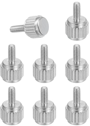 sourcing map Messschieberschrauben, M2 x 5 mm, Edelstahl, Flachkopf-Rändelschrauben, metrisch, gerändelt, Rundkopfschrauben, Griffknöpfe, handfest, Gewindebefestigungen für Messwerkzeug, 8 Stück