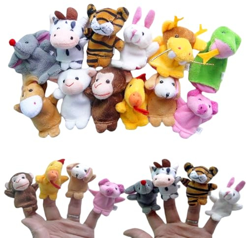 12 Stück Fingerpuppen Für Kinder, Mini Plüsch Tier Fingerpuppen Set Für Eltern-Kind Interaktion, Geschichtenerzählen Und Vorschulbildung