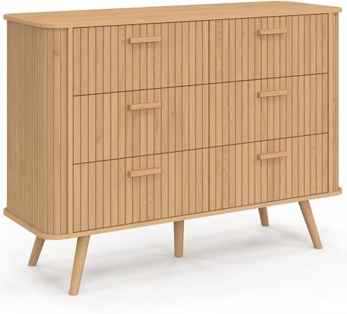 IDMarket - Commode 6 tiroirs Romie 110 cm Lattes tasseau Bois Coloris chêne