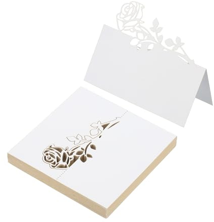 PATIKIL 50Pcs Cartes De Place De Mariage Cartes De Place De Table Blanc | Découpées Au Laser, Cartes De Nom Pliantes Pour Table Réception Buffet De Mariage