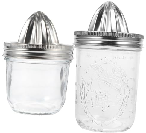 2pcs Mason Jar Citrus Juicer Stainless Steel Glass Manual Squeezer