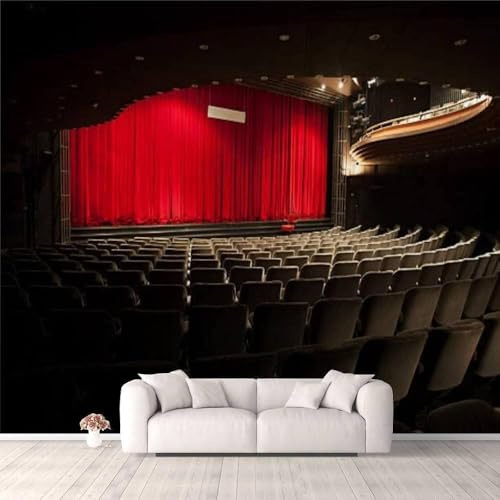 Tizhweqo Papel Pintado Pared Cine Papel Pintado Efecto 3D Teatro Salón Dormitorio Fotomurales Tejido No Tejido Murales Decorativos Pared Wallpaper for Walls (400x280 cm) 1366v
