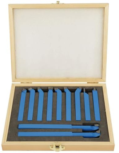 SET UTENSILI PER TORNIO DA TAGLIO 6X6mm 11pz BRASATI IN ACCIAIO AL TUNGSTENO SCATOLA LEGNO
