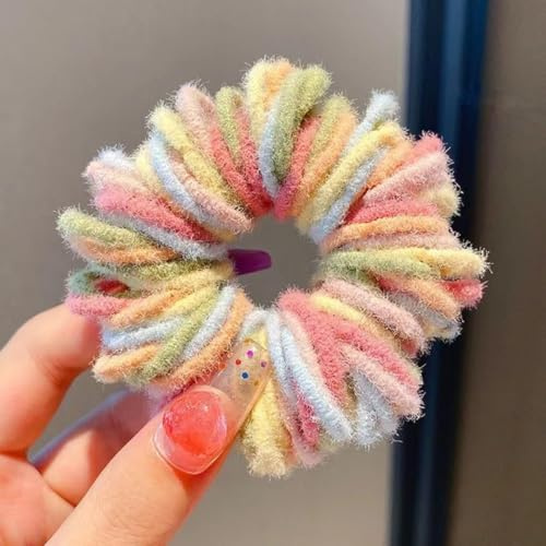 100 Stück bunte Baumwoll-Haargummis für Kleinkinder, 2 cm, kleine Baby-Haargummis für Kinder und Mädchen, keine Falten, Finger-Pferdeschwanzhalter (hellrosa)