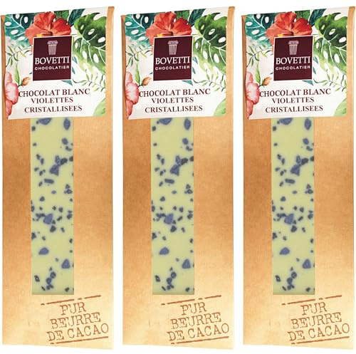 BOVETTI Weisse Schokolade kristallisierten Veilchen Frankreich inkl. FeinWert E-Book (3 x 50g)
