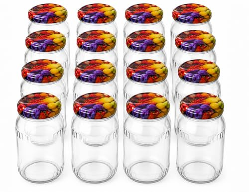 SEPIR 16x Einmachgläser 720 ml | mit Deckel Obst TO fi 82 mm | leere Gläser mit Schraubdeckel zum befüllen | Sturzgläser, Schraubgläser, Marmeladengläser Set | 16 Stück