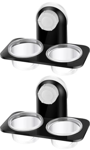 CRAFTHROU Ciotola per Alimentazione Rettili 2 unità in Plastica Nera, Facile da Installare e Stabile, per Terrario Tartarughe e Piccoli Animali Domestici