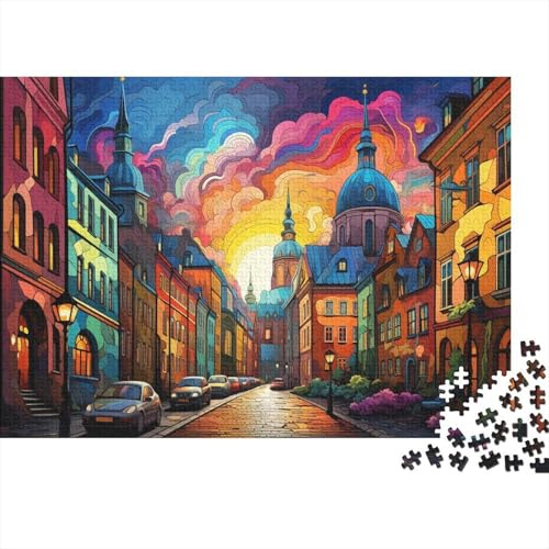 Street Scene 1000 Piece Jigsaw Puzzle Night Light Paper Adult Relaxation