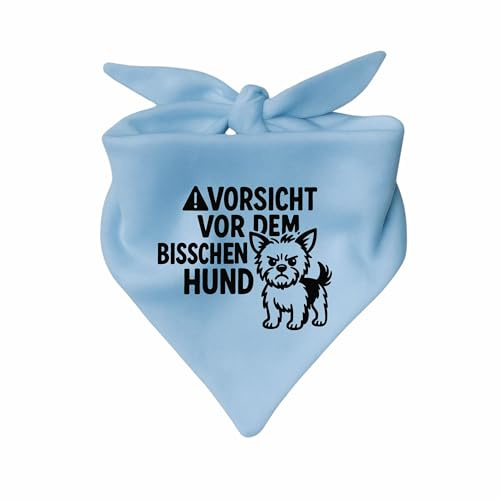 Hunde Dreiecks Halstuch (Fb: hellbau) (Gr. 1 (55 cm)) Vorsicht vor dem bisschen Hund