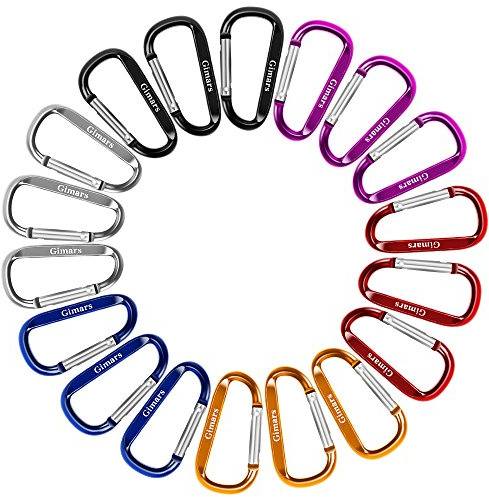 Gimars 18 pcs 6 cm mini Karabiner Schlüsselanhänger, Karabinerhaken Alu klein Schlüssel Karabiner für Camping, Angeln, Wandern oder Reisen