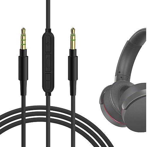 Geekria QuickFit Audio Câble Compatible avec WH-1000XM5 1000XM4 1000XM3 XB910N CH710N MDR-XB950BT Casque, 3.5mm Ordon Stéréo de Remplacement avec Microphone Intégré(1,2m)