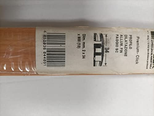 Partek Profilo Dilatazione Alluminio Finitura Faggio 3,4 x 90 cm, Giunto Rivestimento Pavimenti