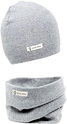 Areti Baby – Ensemble de bonnet tricoté et écharpe avec boucle, bonnet en coton, béret doux pour enfants, tour de cou, col, écharpe, automne, hiver, bonnet pour tout-petit et écharpes avec col, 3-6