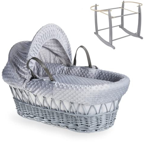 Clair de Lune Dimple Grey Weidenkorb und Grauer Deluxe-Schaukelständer (grau)