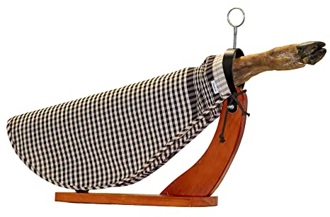 Couvre-jambon en tissu 100 % coton, forme arrondie, tissu à carreaux marron violet. Housse pour jambon ou housse pour palettile