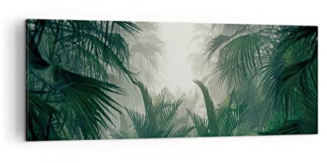 ARTTOR Leinwandbild 140x50cm Wandbild Botanik Wald - 4504 | Dschungel Blätter Palme Panorama Groß XXL Wanddekoration Wohnzimmer Schlafzimmer Wanddeko Wand Kunstdruck Wandkunst ARTTOR
