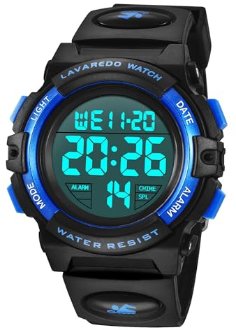 aswan watch Digitaluhr Kinder Jungen mit Wecker,Stoppuhr,LED Licht,Datum-Sport Armbanduhr mit Silikonarmband-S