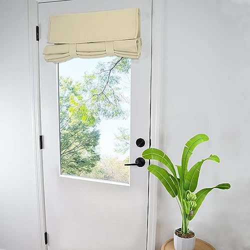 Wd Four Door Curtains for Window and French Door Privacy, Easy Installed Tricia Panels, Front Door Sidelight Tie up Shade, Washable 25W x 40L Inch Beige, 1 Panel