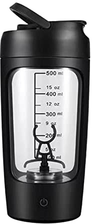 Amagogo Électrique Shaker Bouteille Mélangeur Tasse Mélangeur Bouteille Sport Shaker 650 ml Shaker Tasses pour Protein Milkshakes Sport Femmes Hommes, noir