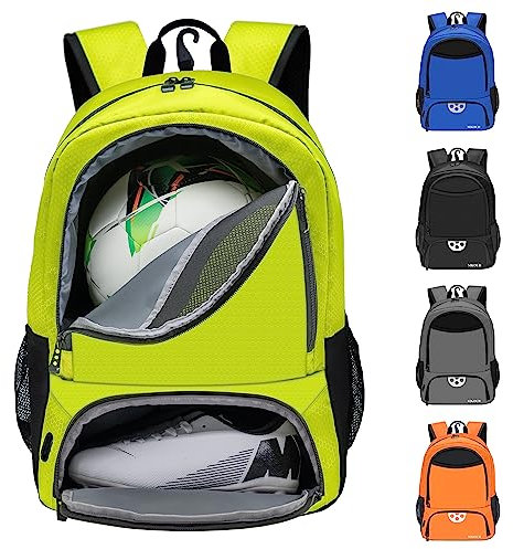 Mkour Soccer Bag, Backpack for Football Basketball Volleyball, Soccer Bags with Ball Compartment and Ball Holder (Spring green)