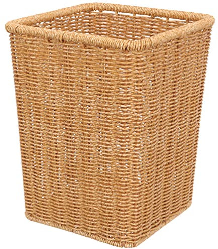 OSALADI Woven Trash Basket Schmaler Geflochtener Abfallkorb Für Badezimmer Und Küche Natürlicher Look Als Oder Müllbehälter Große Deckel