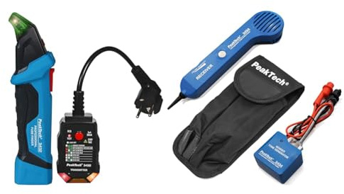 PeakTech 3432 Sicherungsfinder/Stromkreisfinder mit Steckdosentester für 230V Schuko & 3434 – Leitungssucher für Leitungen und Telefonkabel mit Durchgangsprüfer und Tonsignal