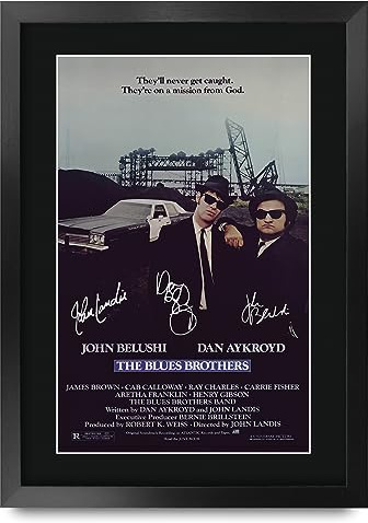 HWC Trading FR A3 The Blues Brothers Dan Aykroyd, John Belushi Geschenke Geduckter Poster Signiertes Autogramm Foto für Fans von Film Memorabilien - A3 Gerahmt
