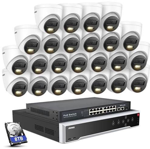 ANNKE 32 Channel 12MP NVR PoE Security CCTV Camera System, Human Vehicle Detection, Color Night Vision, 32CH NVR with 8TB HDD, 24x 3K PoE IP Cameras for Home Business Surveillance