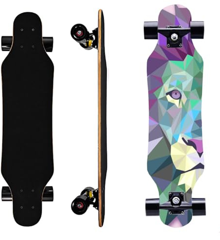 31 Inch Small Longboard Carving Cruising Skateboard for Kids Teens Adults (BlueLion)