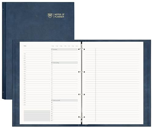 EMSHOI Meeting-Notizbuch, A4, undatierter Tagesplaner 240 nachfüllbare Seiten, gebundener To-Do-Listen-Notizblock mit Haftnotizen, 100 g/m²-Papier, Leder-Tagebuch für Damen, Herr
