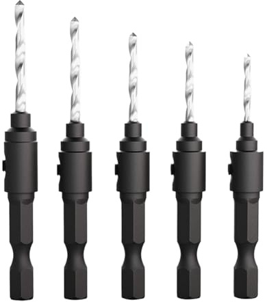 Kliplinc 5pcs Hex Screw Hardware Tools Countersink Drill Bit Awl Drill Hole Reaming Black and Silver