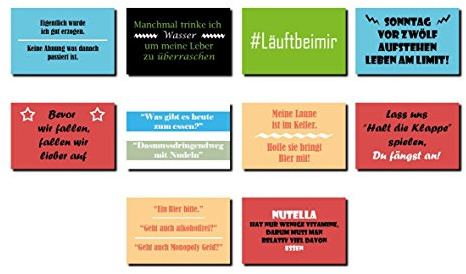Smileyboard - 10 Magnete mit verschiedenen Sprüchen - Lustig Version 1-80 x 50 mm - Kühlschrankmagnet | Geschenk | Spruch Witzig | Geschenkidee | Für Kühlschrank und Whiteboards …