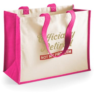 D Design Invent Print! Retirement Gift Bag Tote for Men Women Mum Dad Funny Joke Present Gift Idea Retired Retire Age Keepsake Shopping Bag 'Not My Problem' 42cm x 33cm x 19cm