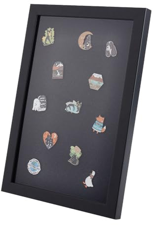 OLYCRAFT Anstecknadel Vitrine 23x33cm Schwarz Holz Präsentationsboxen | Medaillen-Vitrine, Holz-Bilderrahmen, Brosche Schmuck Aufbewahrungsbox, Für Anstecknadeln Sammelanstecknadeln Und Medaillen