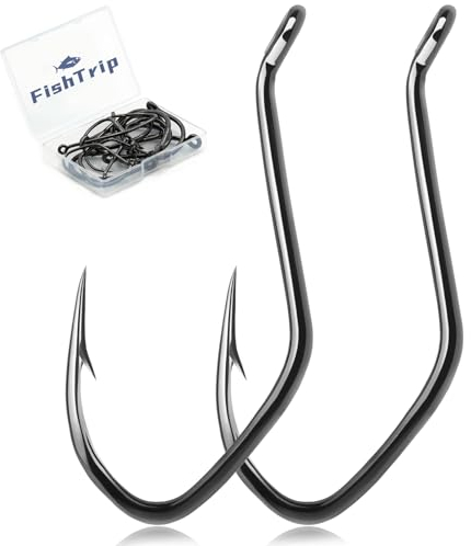 FishTrip Welshaken Big River Haken, 25 Stück Lebendschnitt Köder-Angelhaken für Welsangeln, Flachkopf, Salzwasser, Süßwasser (8/0)