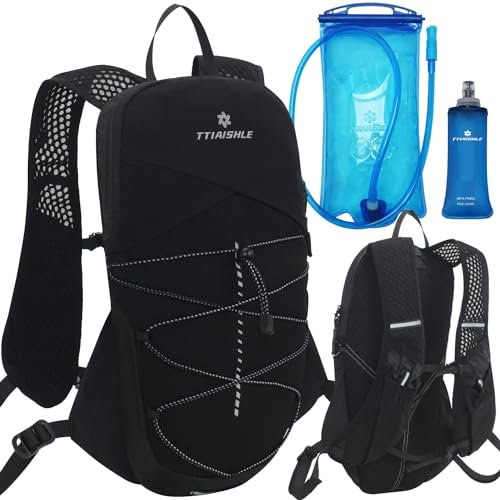 TTIAISHLE Trinkweste, Rucksack, leichter Wasserrucksack mit 2 l Wasserblase und 250 ml weicher Flasche für Wandern, Traillaufen, Radfahren, Rennen, Marathon, für Damen und Herren