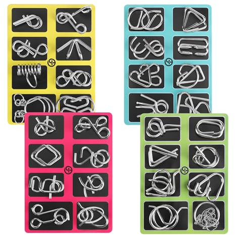 32 Piezas Rompecabezas de Metal Wire Puzzle, Classic Mini IQ Puzzle Mente Juego para Adultos y Niños Juguetes