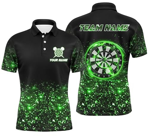 Schwarzes und grünes Darts Polo & Quarter-Zip-Shirt – Individuelles Darts-Shirt für Herren & Damen – Dart-Team-Trikots L1447
