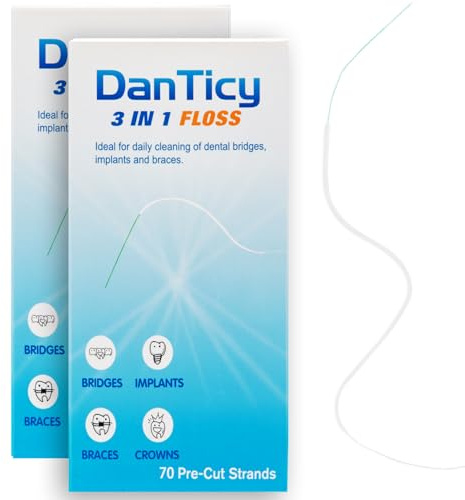 Super Zahnseidenfädler, Zahnseide für Zahnspangen, Ultimative vorgeschnittene Zahnseide, 70 Stück (2er Pack)