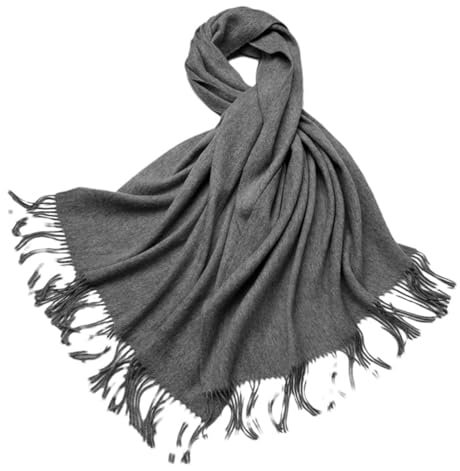 Hgvcfcv Wollschal für Damen, Wollschal, lang, weiblich, Cape für Damen, Wolle, Pashmina-Schal, grau, 200-70cm
