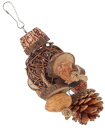 Happyyami Juguete para Loros y Periquitos de Madera y Aleación, Resistente para Morder, Colgante para Jaulas, Adecuado para Decoración del Hogar y Entretenimiento
