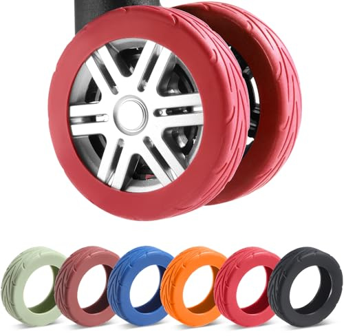 8 PCS Upgrade Silikon Gepäckradabdeckungen , luggage wheel covers , Verhindern Sie Geräusche und Verschleißfestigkeit , kofferschutzhülle für 2-2,4 Spinnerrad ( Rot )