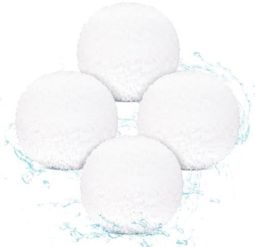 4pcs Scum Absorbing Ball for Hot Tub Scum and Pool, White Plunge Scum Ball Cleaner Scum Absorber Balls Cold Plunge Filter Clarifier Descaling Ball Washable Scum Absorber for Swimming Pool Bathtub