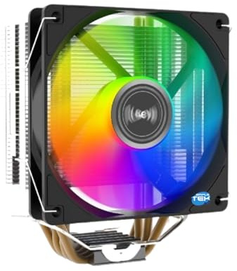 SIMPLETEK - Dissipatore CPU RGB 120 mm | 150W | Compatibile con LGA 775 1700 1200 1366 1150 1151 1155 1156 AM2 AM3 AM4 AM5 AM3+ AM2+ | Nero