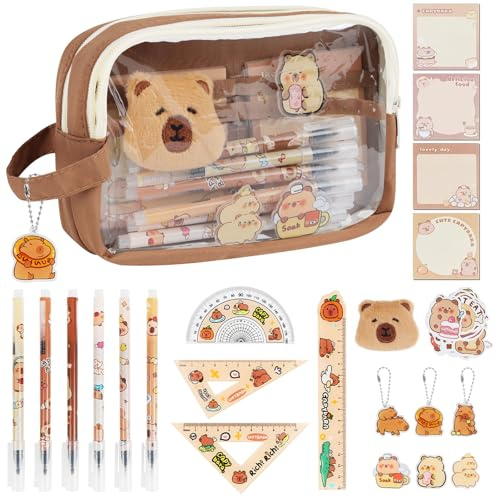 52Pieces Capybara Pencil Case with Stationary Gifts Capybara Stationery Set