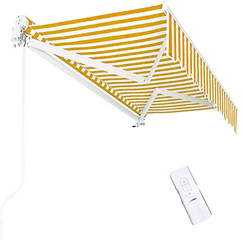 Tenda da sole elettrica elettrica a braccio motorizzata manuale retrattile esterna con regolazione della manovella Tenda da balcone in poliestere resistente ai raggi UV impermeabile 3x2.5m